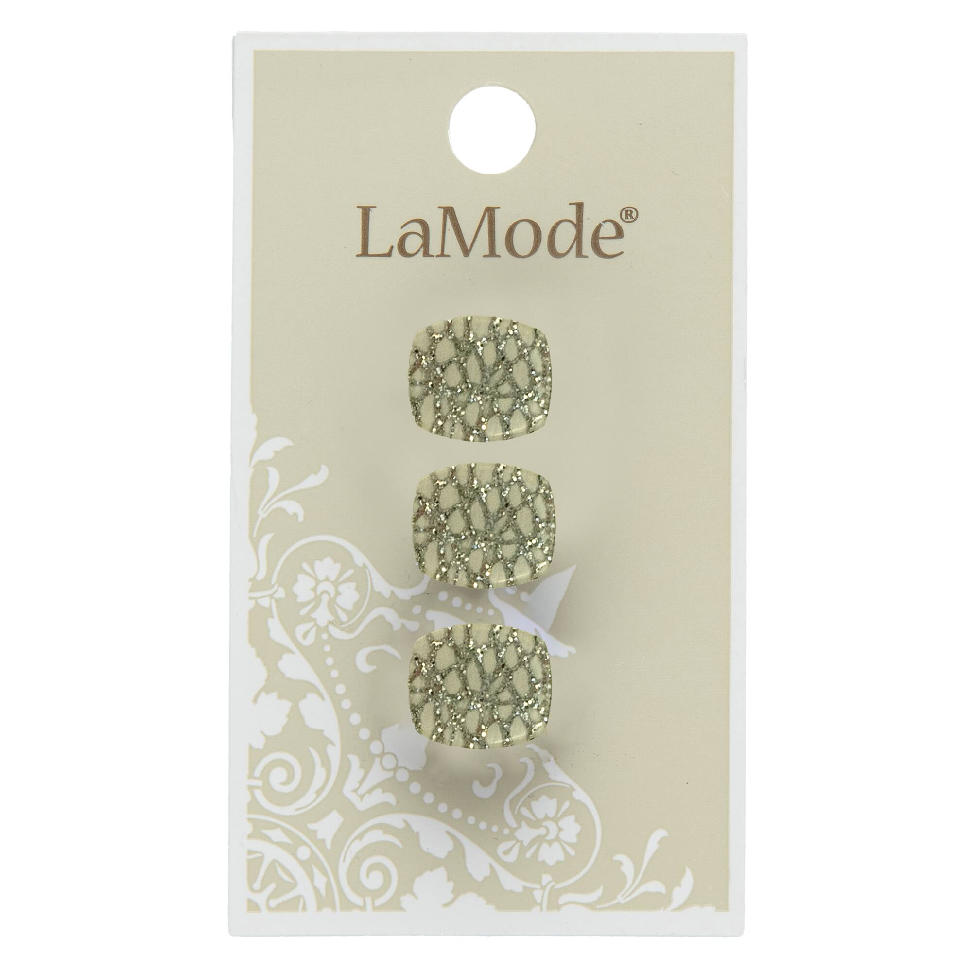 LaMode 5/8" White & Silver Glitter Shank Buttons, 3ct.